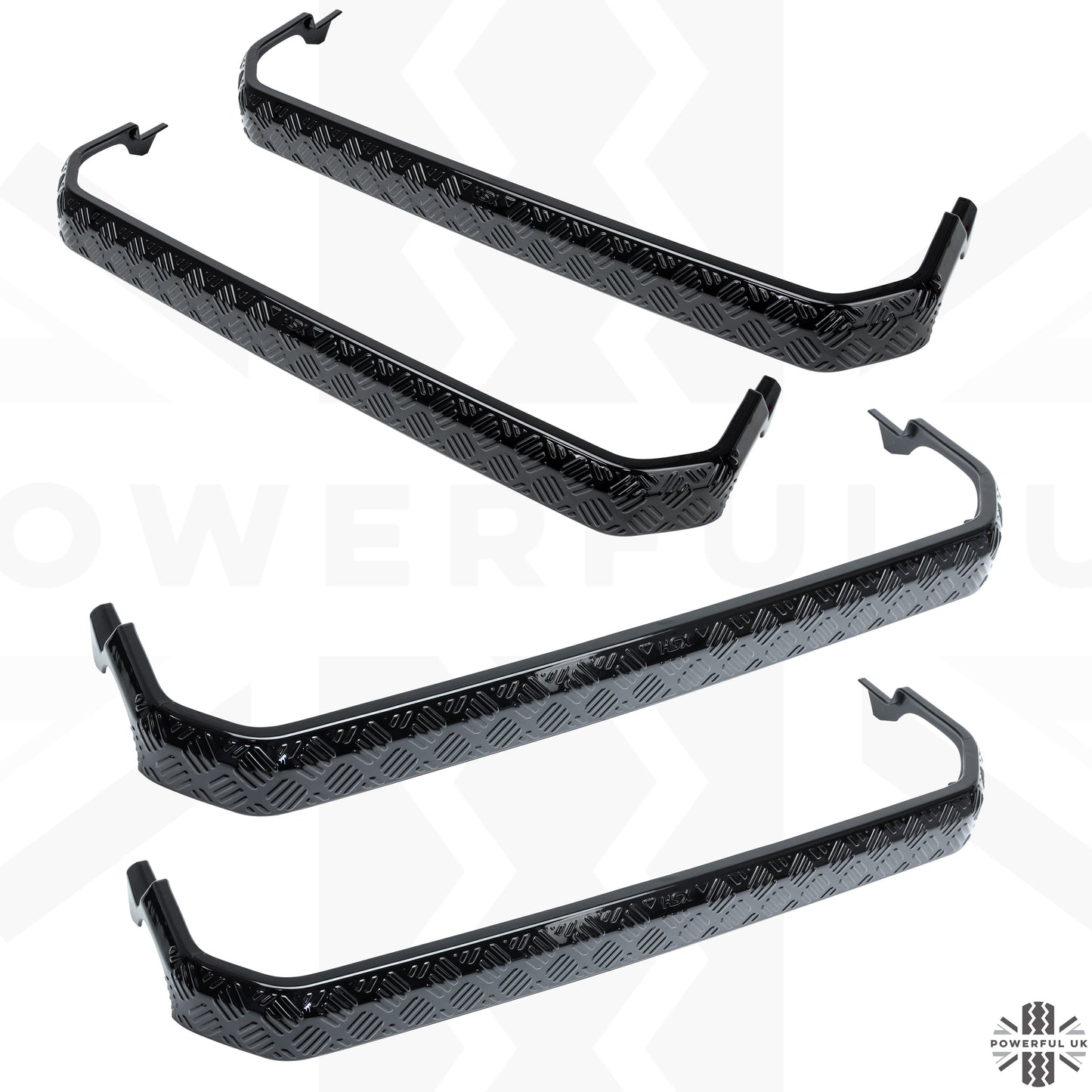 4x Chequer Plate Side Step Covers for Land Rover Defender L663 (110&130) - Gloss Black