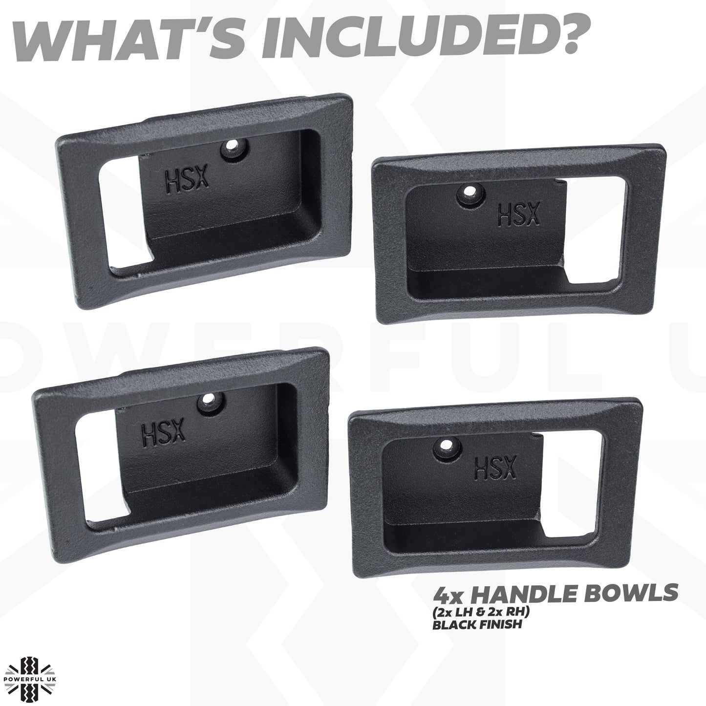 4x Door Handle Bowls for Range Rover Classic - Satin Black