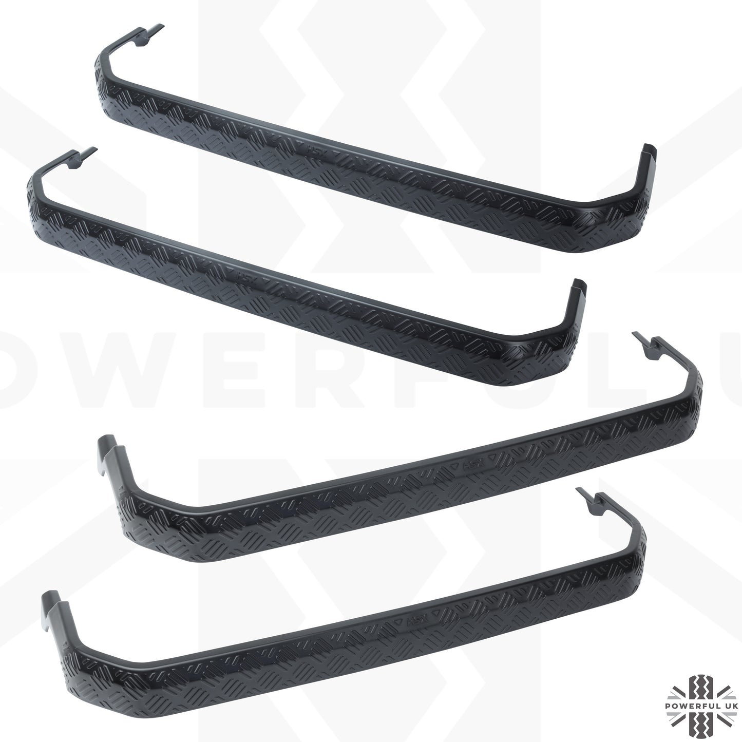 4x Chequer Plate Side Step Covers for Land Rover Defender L663 (110&130) - Satin Black