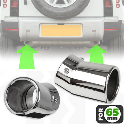 Exhaust Tips for Land Rover Defender L663 (for 65mm exhaust) - Stainless