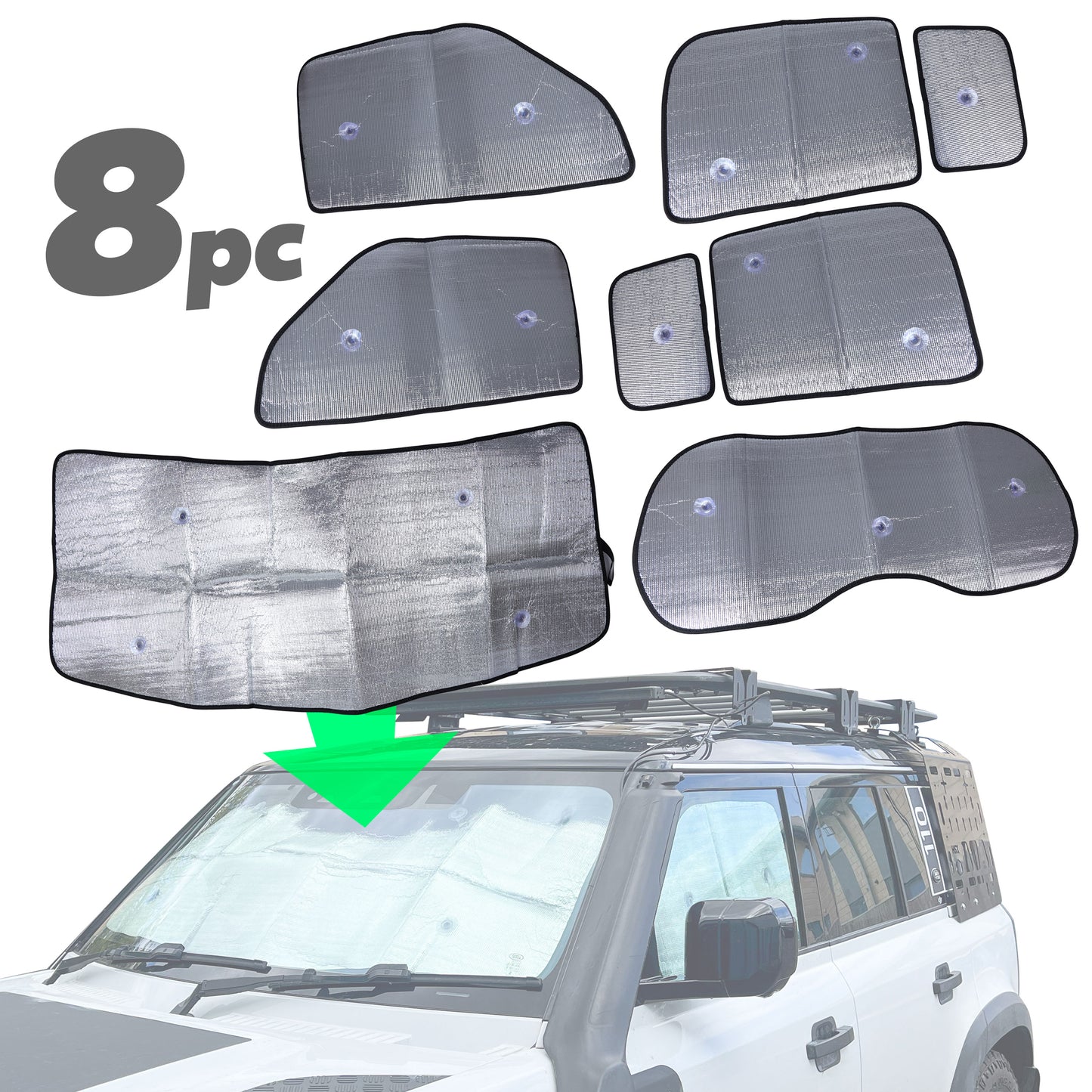 8pc Window Sun Shade Set for Land Rover Defender L663