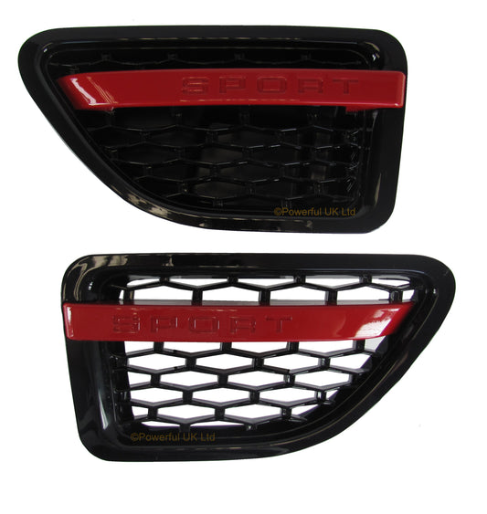 Side Vents - Black/Red/Black for Range Rover Sport 2005