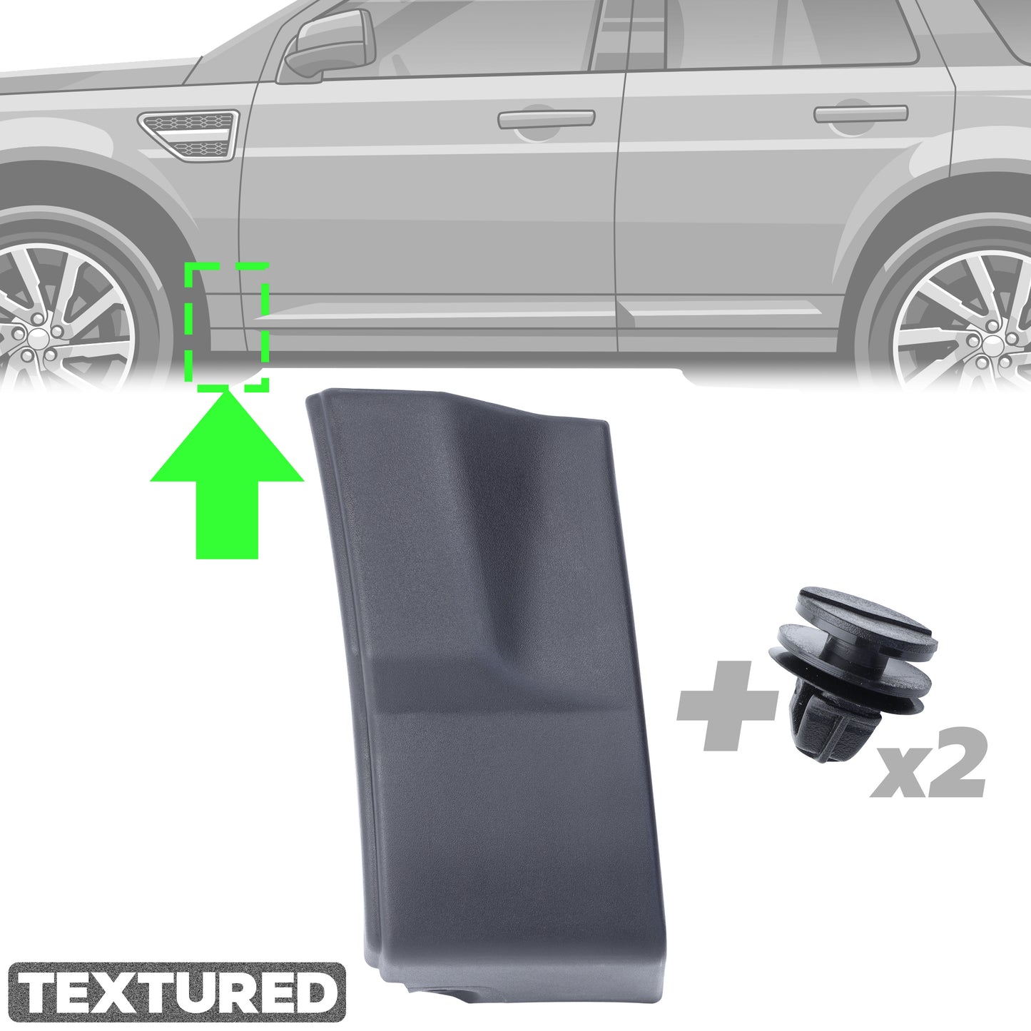 Lower Door Moulding in Textured Plastic - Front Left Small Section - for Land Rover Freelander 2