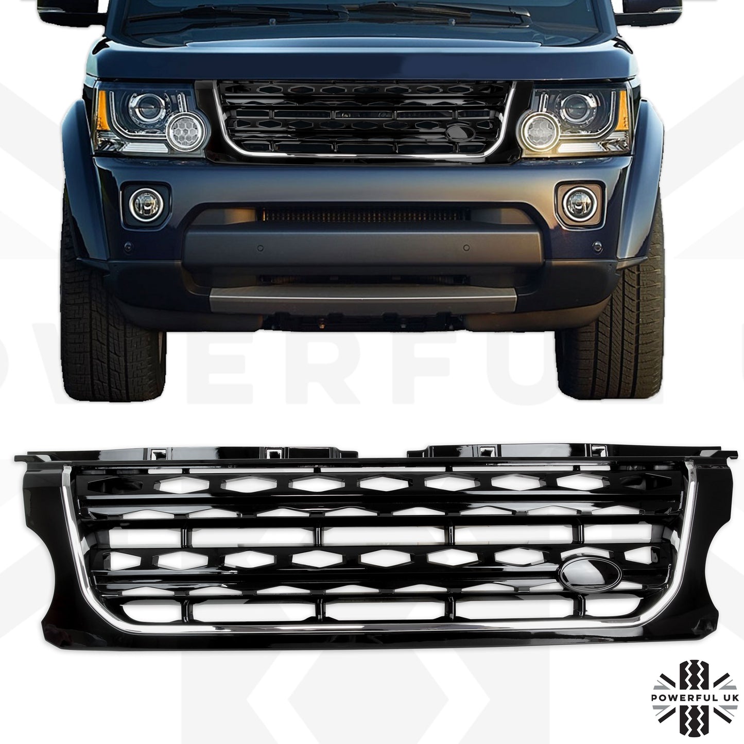 Front Grille - Black / Chrome / Black - for Land Rover Discovery 4 Facelift 2014 on