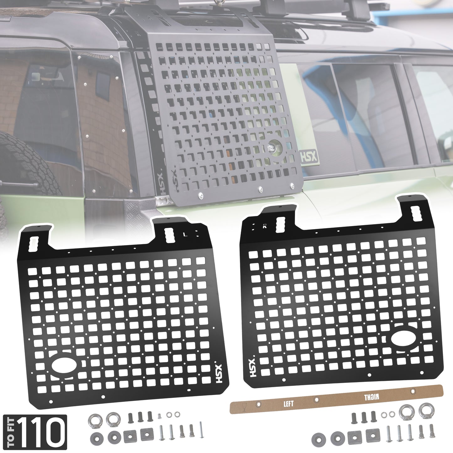 Molle Plate Kit - Grid Design - PAIR - for Land Rover Defender L663(110)