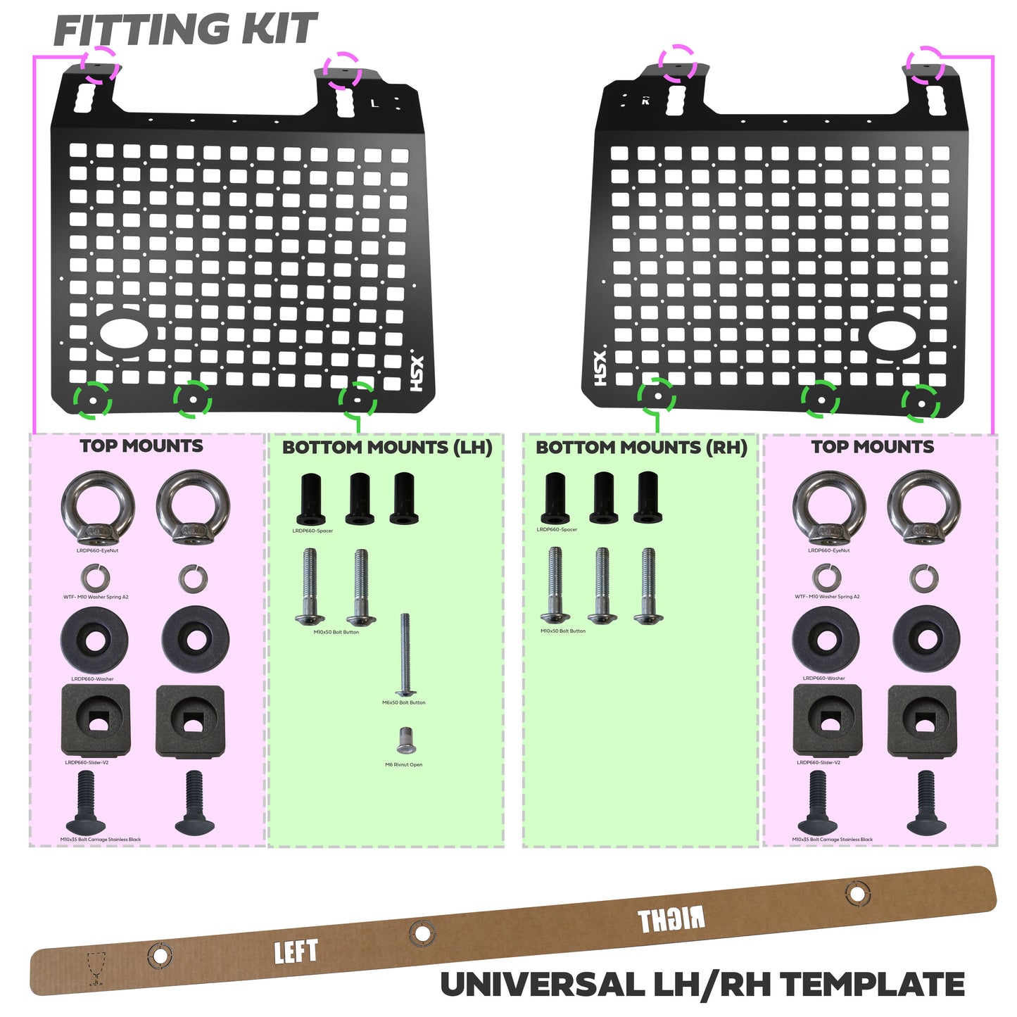 Molle Plate Kit - Grid Design - PAIR - for Land Rover Defender L663(110)