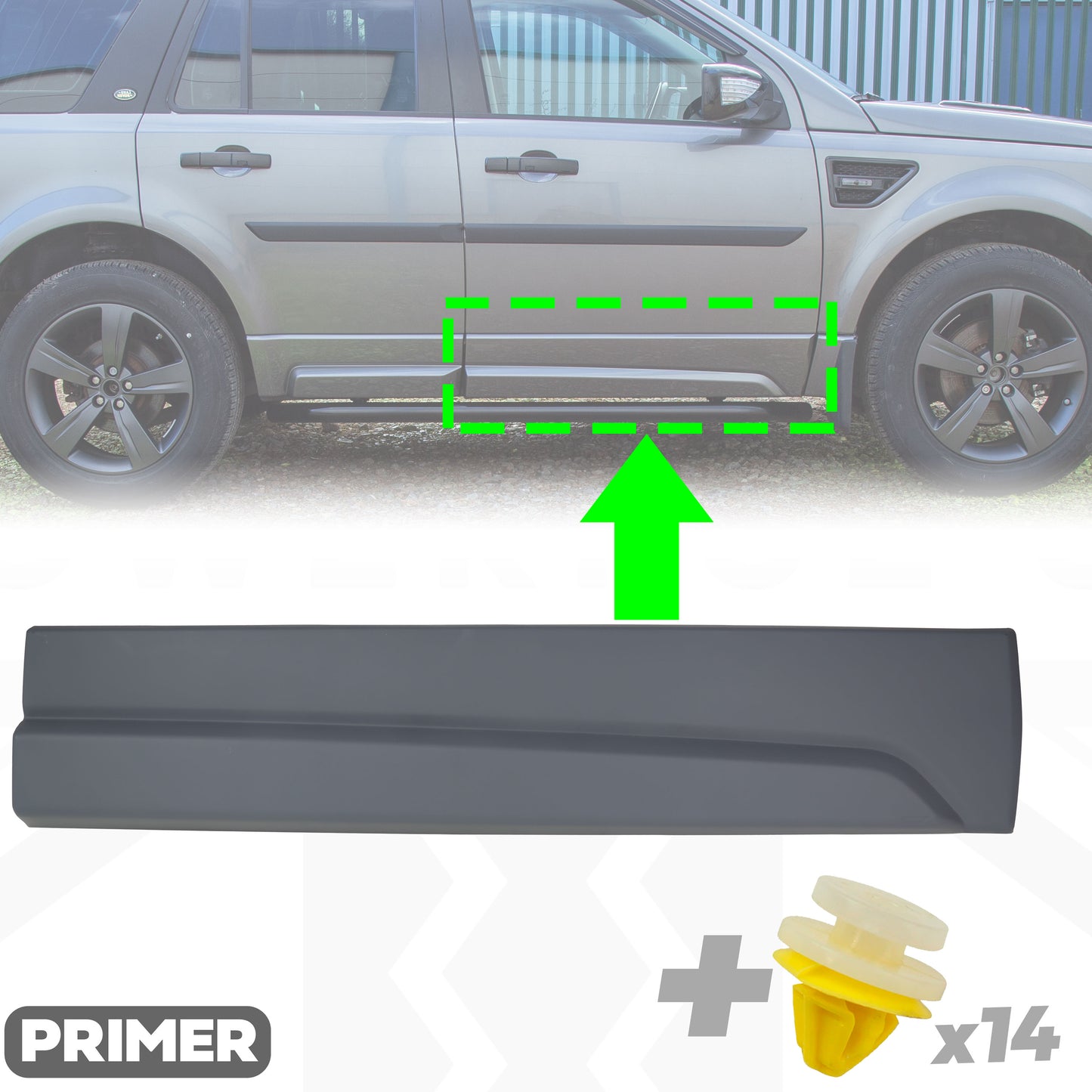 HST/Dynamic Lower Door Moulding in Primer - Front Right Door - for Land Rover Freelander 2