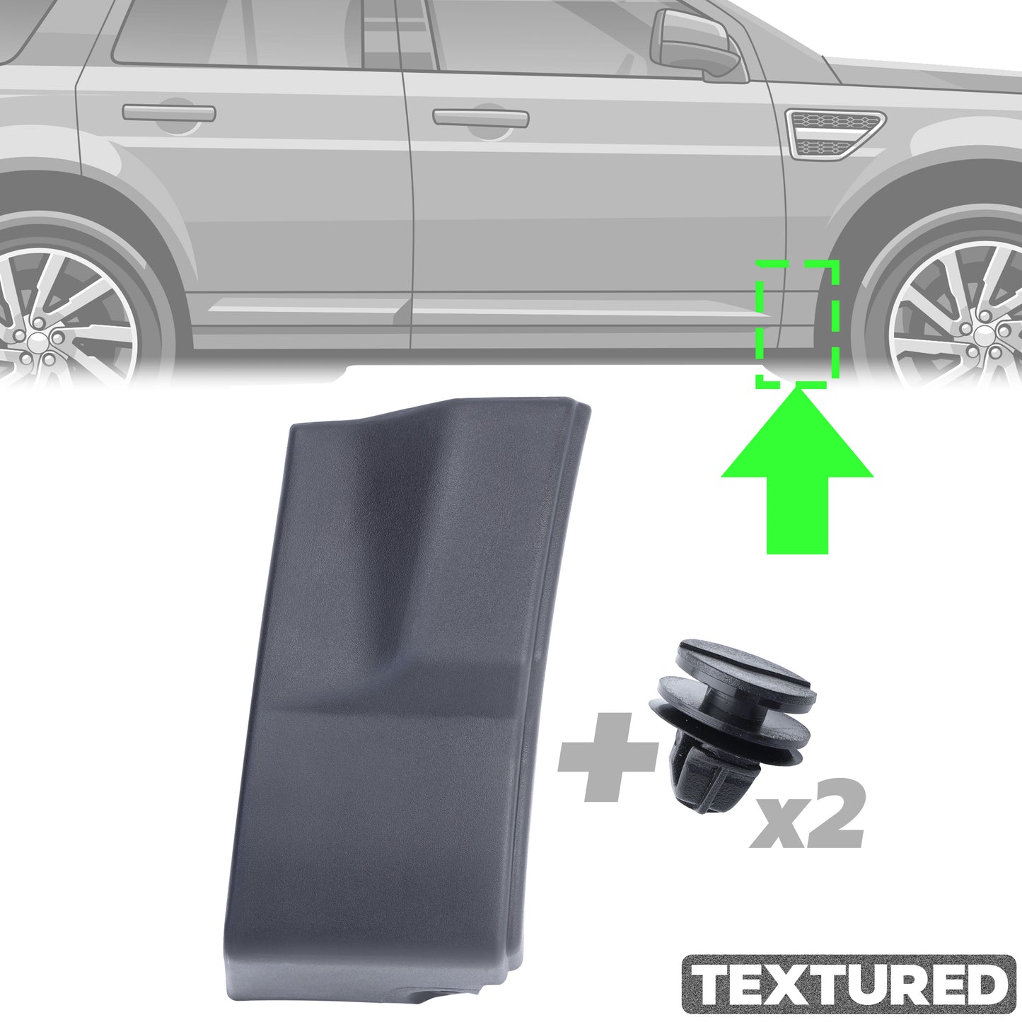 Lower Door Moulding in Textured Plastic - Front Right Small Section - for Land Rover Freelander 2