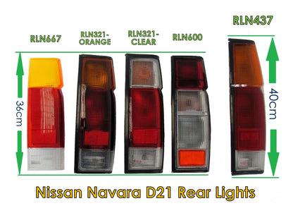 Rear Light - RED/CLEAR/CLEAR (36cm Tall) - RH - for Nissan Navara D21