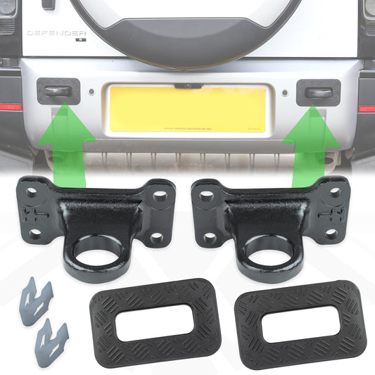 Tow Loop Upgrade Kit C - Black Loops + Chequer Surrounds (Full Size) for Land Rover Defender L663