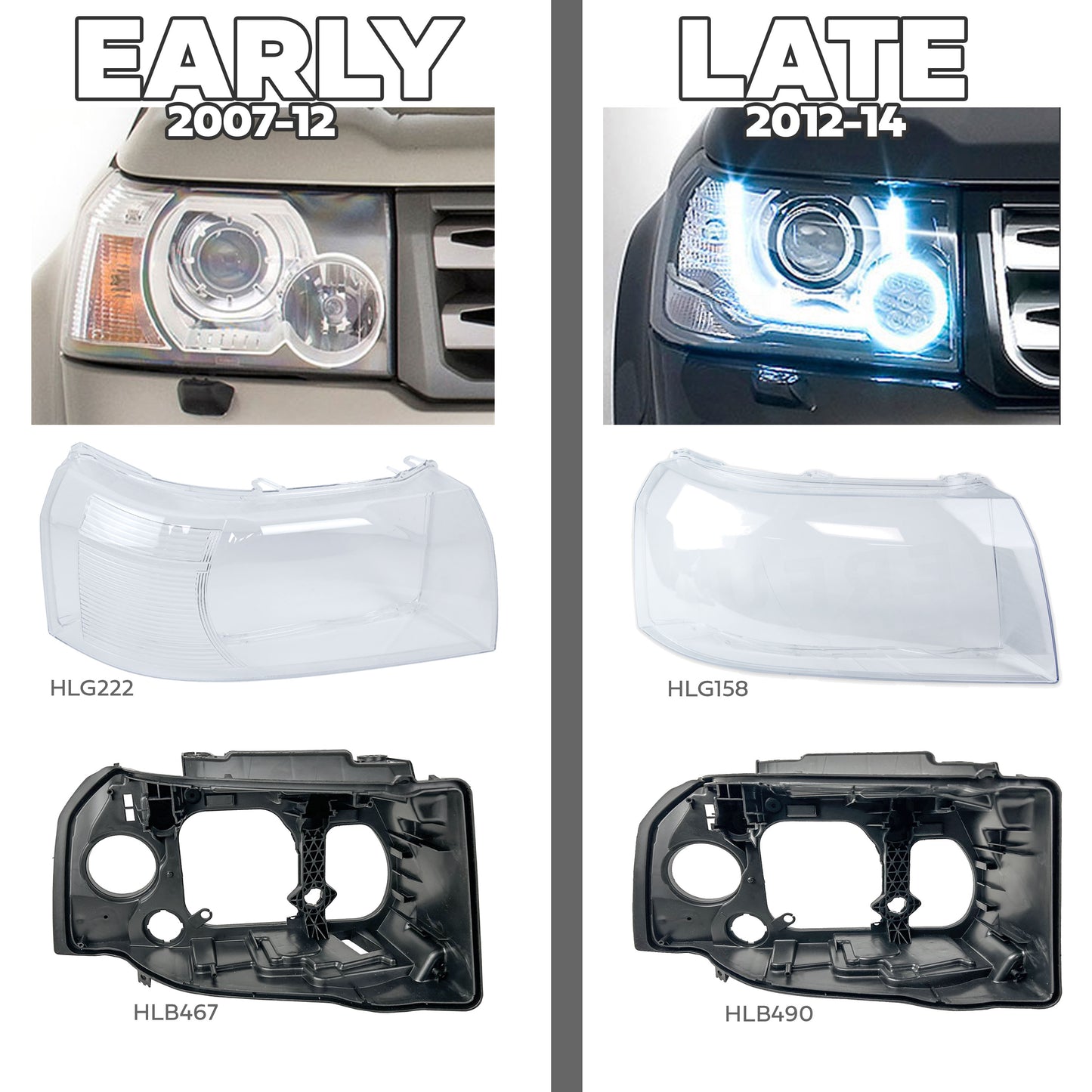 Replacement Headlight Rear Housing for Freelander 2 07-11 - RH