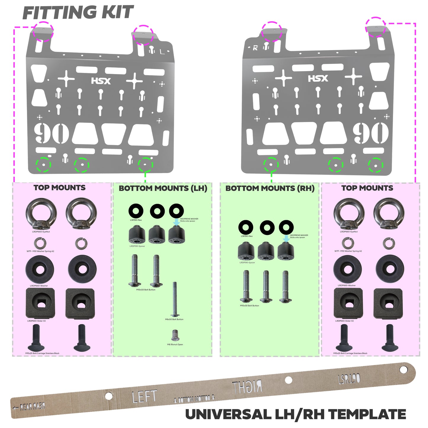 Molle Plate Kit - Black - PAIR - for Land Rover Defender L663 (90 Model)