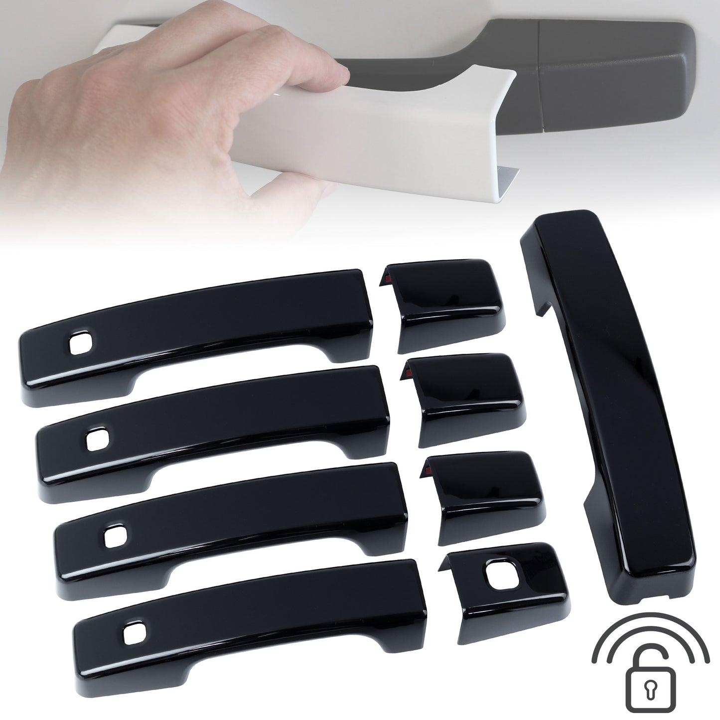 Door & Tailgate Handle Covers with Keyless - Gloss Black - for Land Rover Defender L663 (110/130)