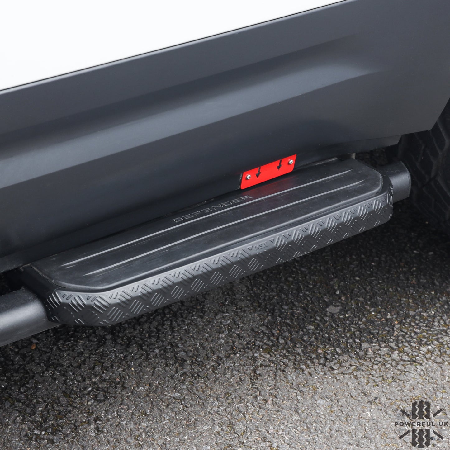 2x Chequer Plate Side Step Covers for Land Rover Defender L663 (90) - Satin Black