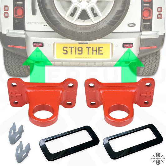 Tow Loop Upgrade Kit - Red Loops + Black Inserts for Land Rover Defender L663