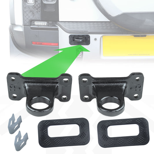 Tow Loop Upgrade Kit D - Black Loops + Chequer Surrounds (Slim Type) for Land Rover Defender L663