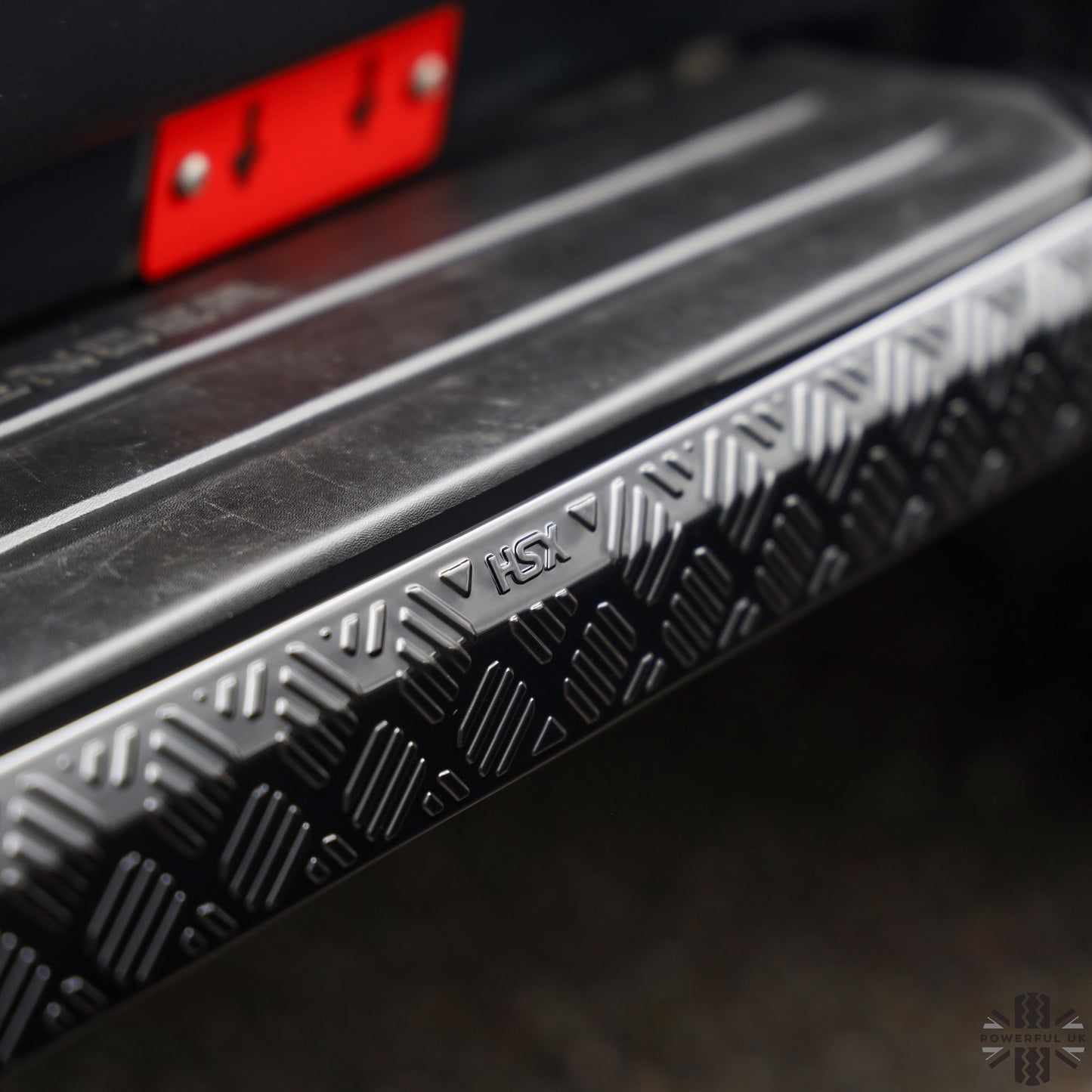 2x Chequer Plate Side Step Covers for Land Rover Defender L663 (90) - Gloss Black