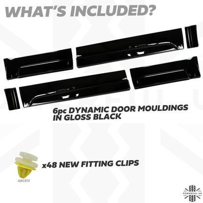 HST/Dynamic Lower Door Moulding 6pc Kit in Gloss Black for Land Rover Freeelander 2