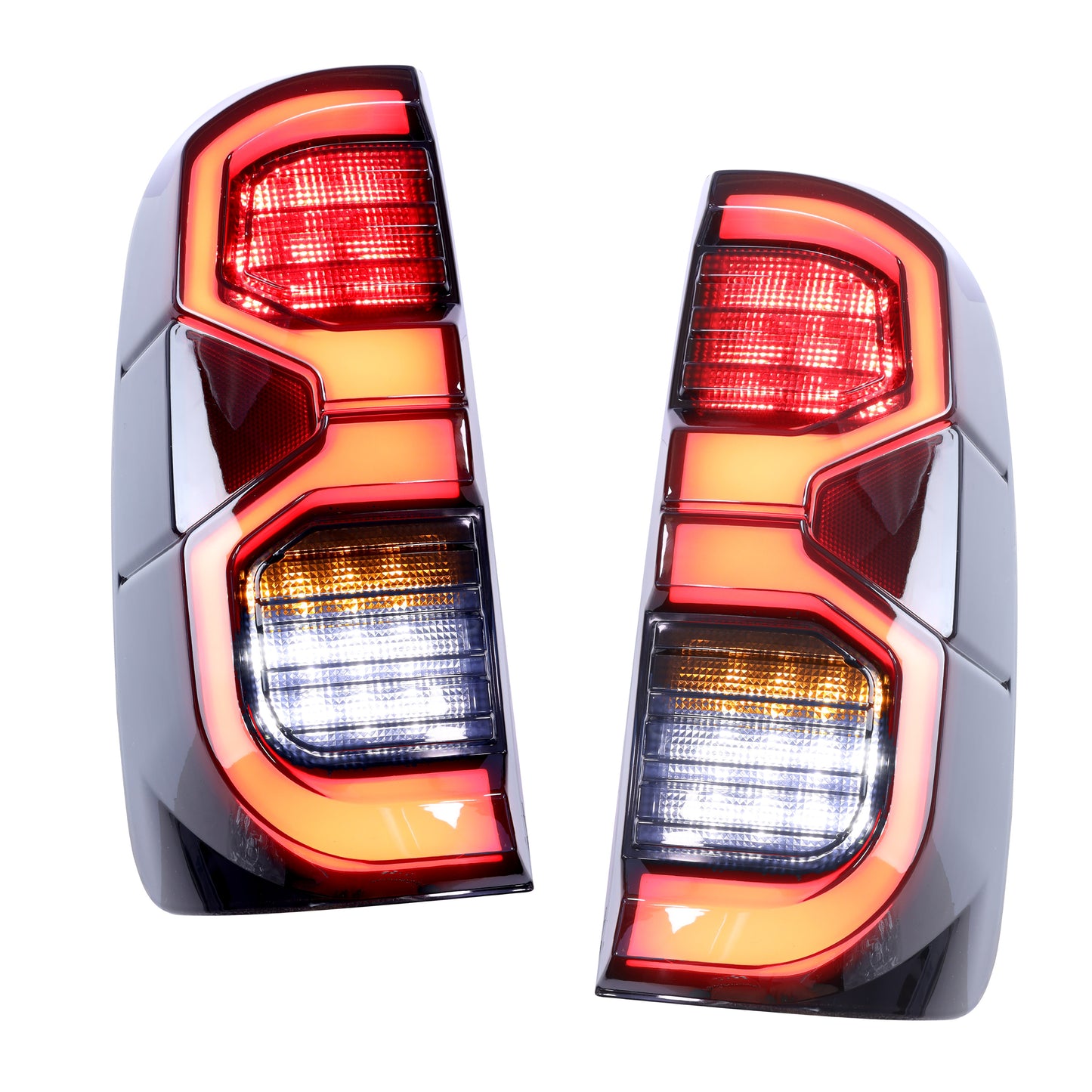 Full LED Smoked Rear Lights for Toyota Hilux Mk6/7 - Design 2