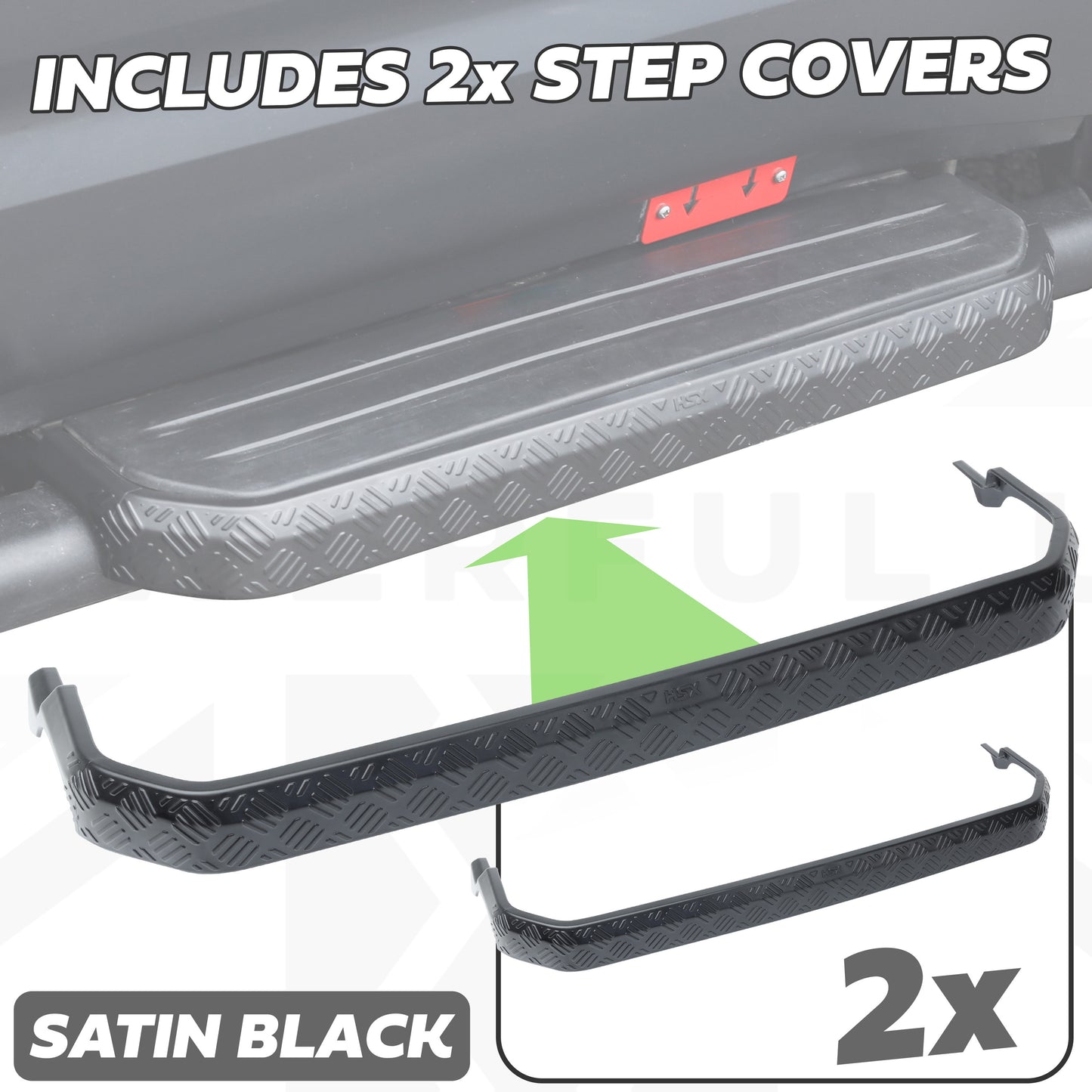 Fixed Side Steps (Aftermarket) for Land Rover Defender L663 (90 Model) - Black