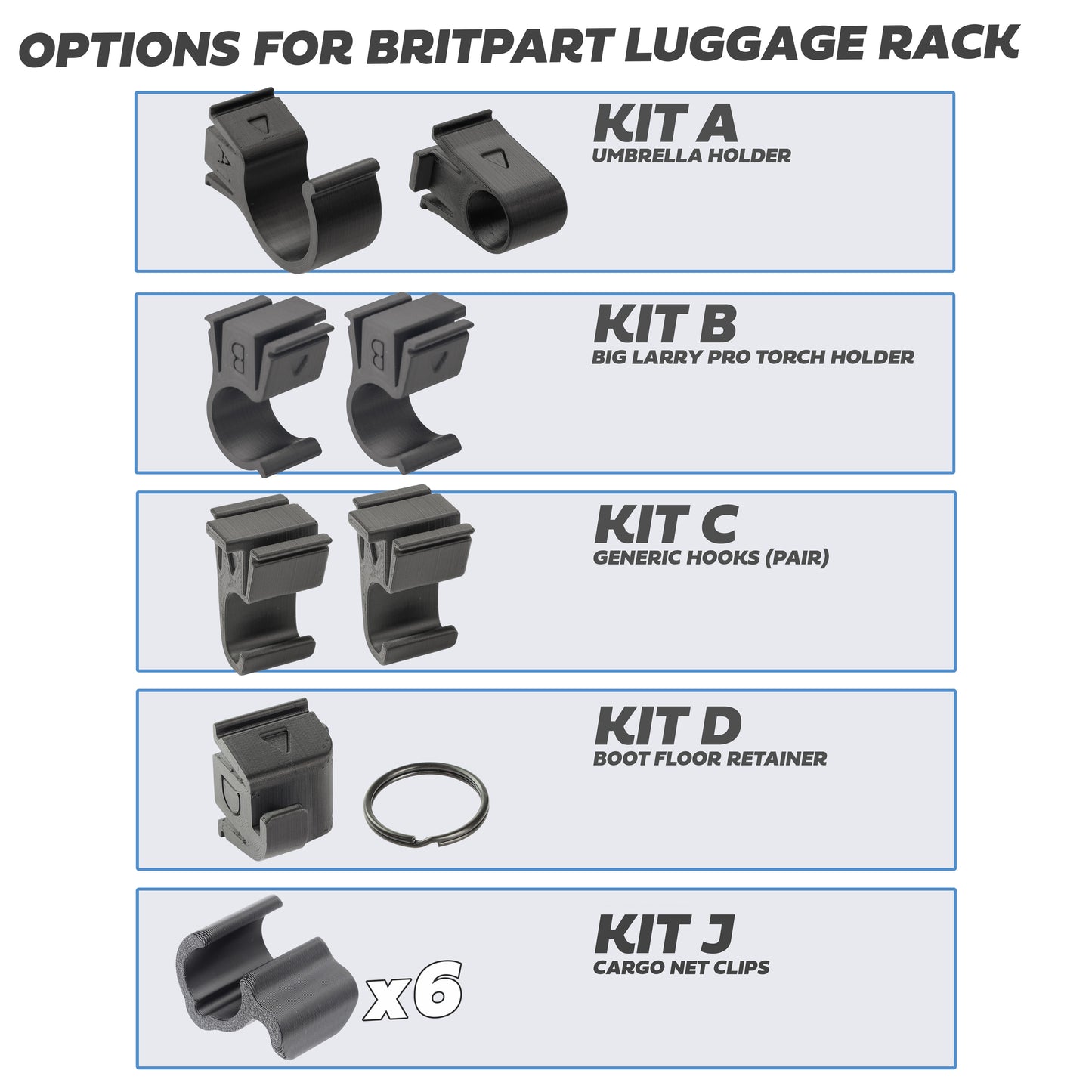 'Big Larry Pro' Torch + 2pc Mount Kit for Wire Luggage Rack for Land Rover Defender L663