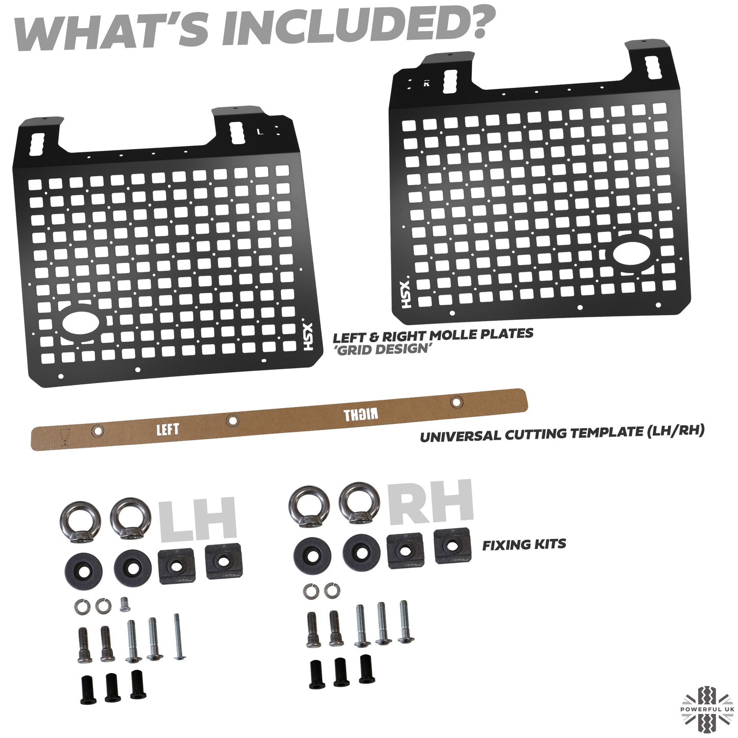 Molle Plate Kit - Grid Design - PAIR - for Land Rover Defender L663(110)