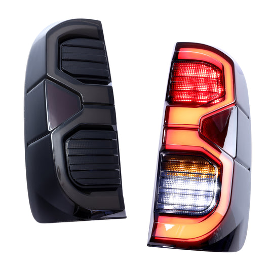 Full LED Smoked Rear Lights for Toyota Hilux Mk6/7 - Design 2