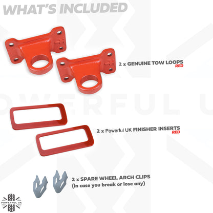 Tow Loop Upgrade Kit - Red Loops + Red Inserts for Land Rover Defender L663