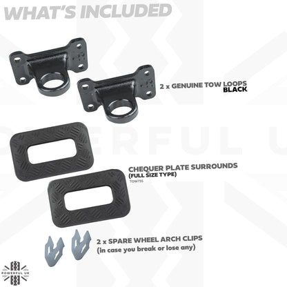 Tow Loop Upgrade Kit C - Black Loops + Chequer Surrounds (Full Size) for Land Rover Defender L663