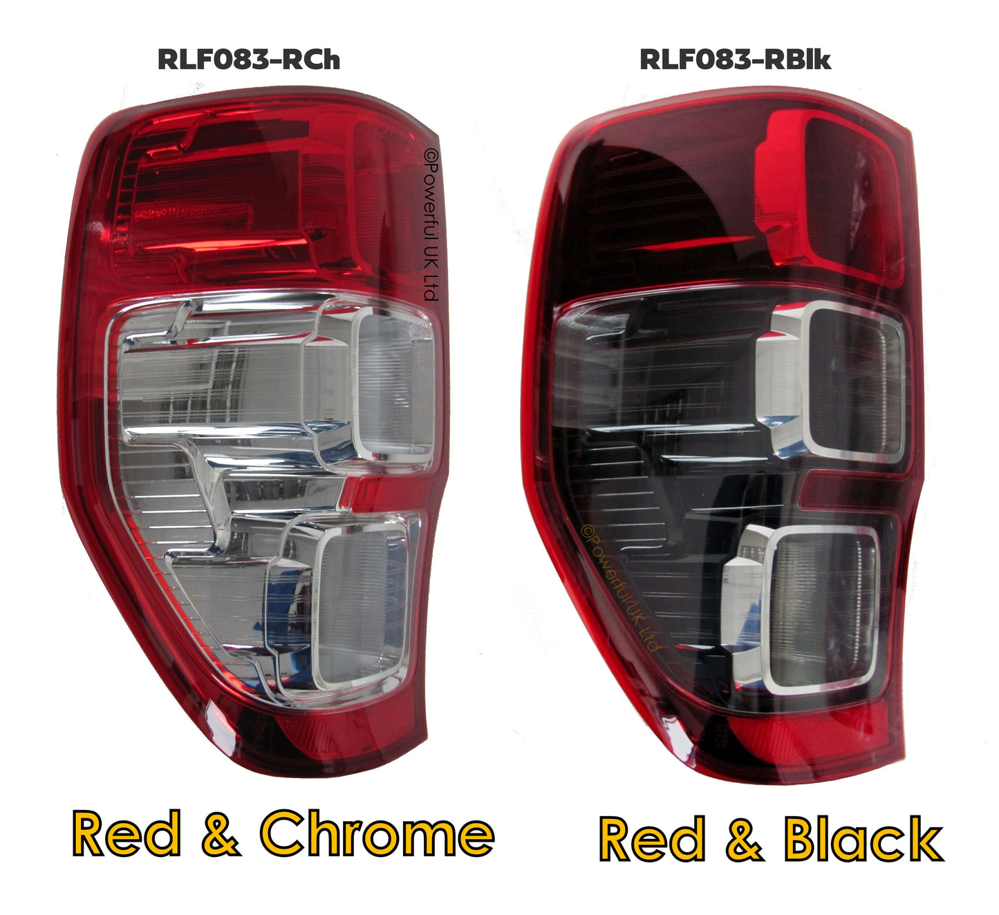 Rear Light 2012 on Red/Chrome - LHD Spec - LH with FOG (EU Spec) for Ford Ranger