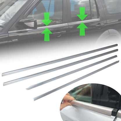 4pc Window Rubber Trim Set in Stainless Steel for Land Rover Discovery 3/4 - Satin