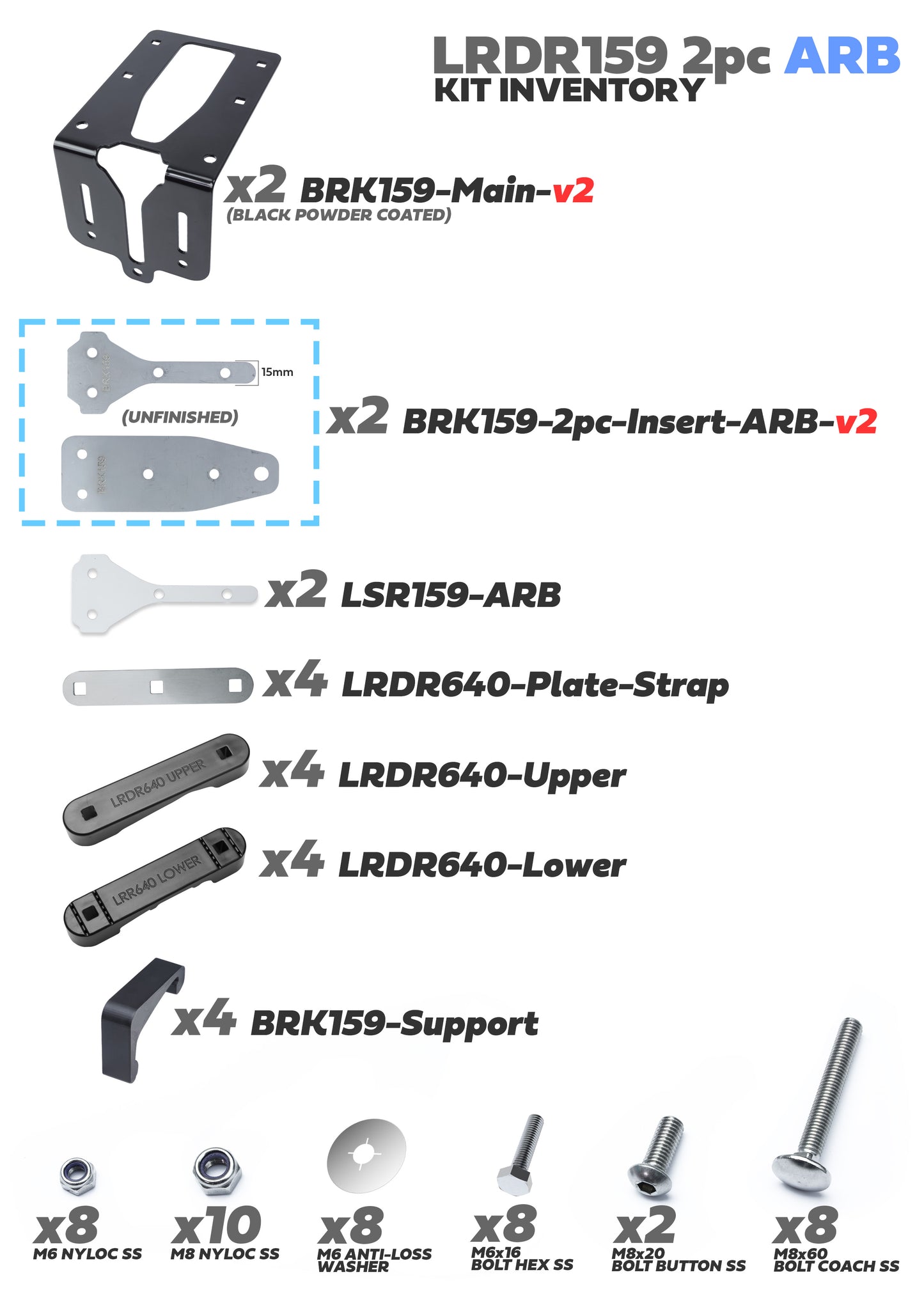 2pc Awning Quick Release Mount Kit for Land Rover Defender L663 - for ARB