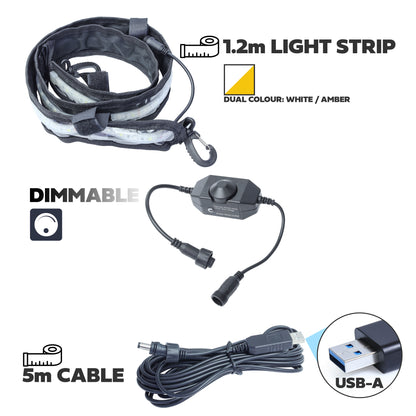 Flexible LED Strip Light - Dual Colour Dimmable - 1.2m - USB-A