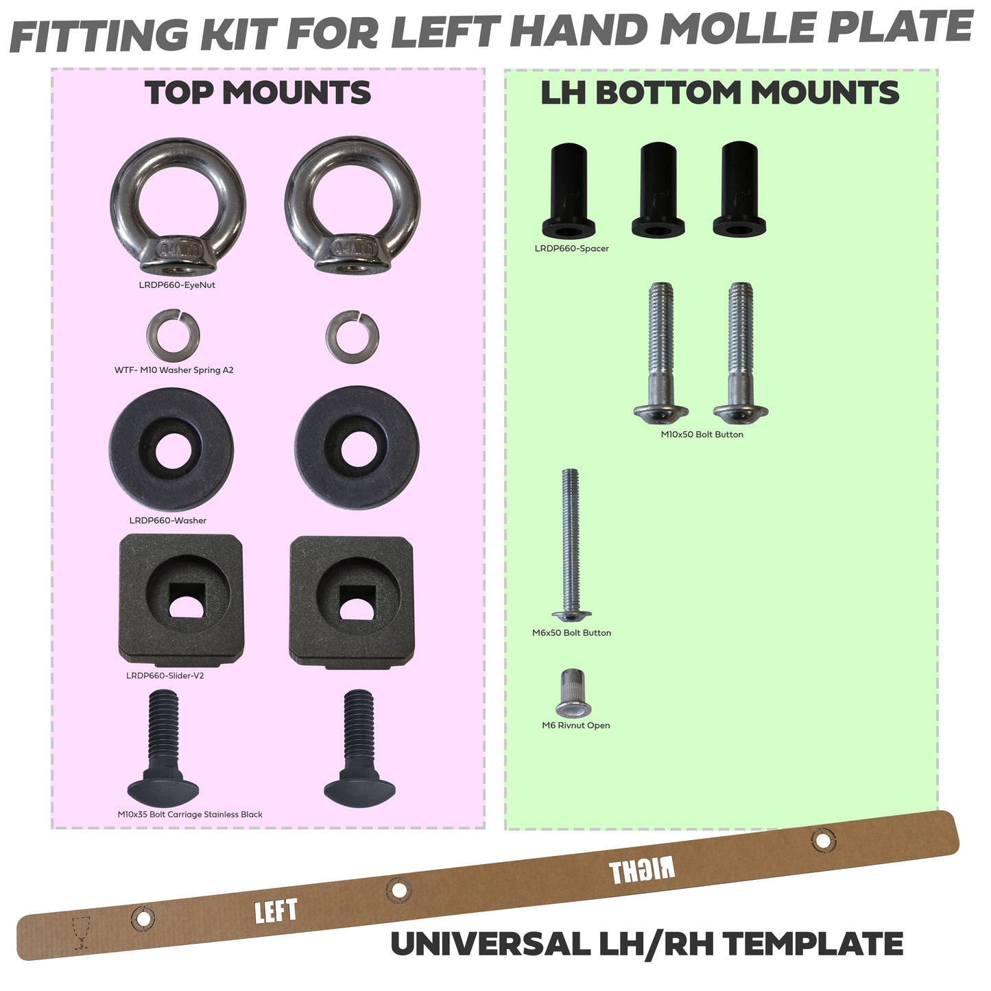 Molle Plate Kit - Grid Design - LH - for Land Rover Defender L663(110)