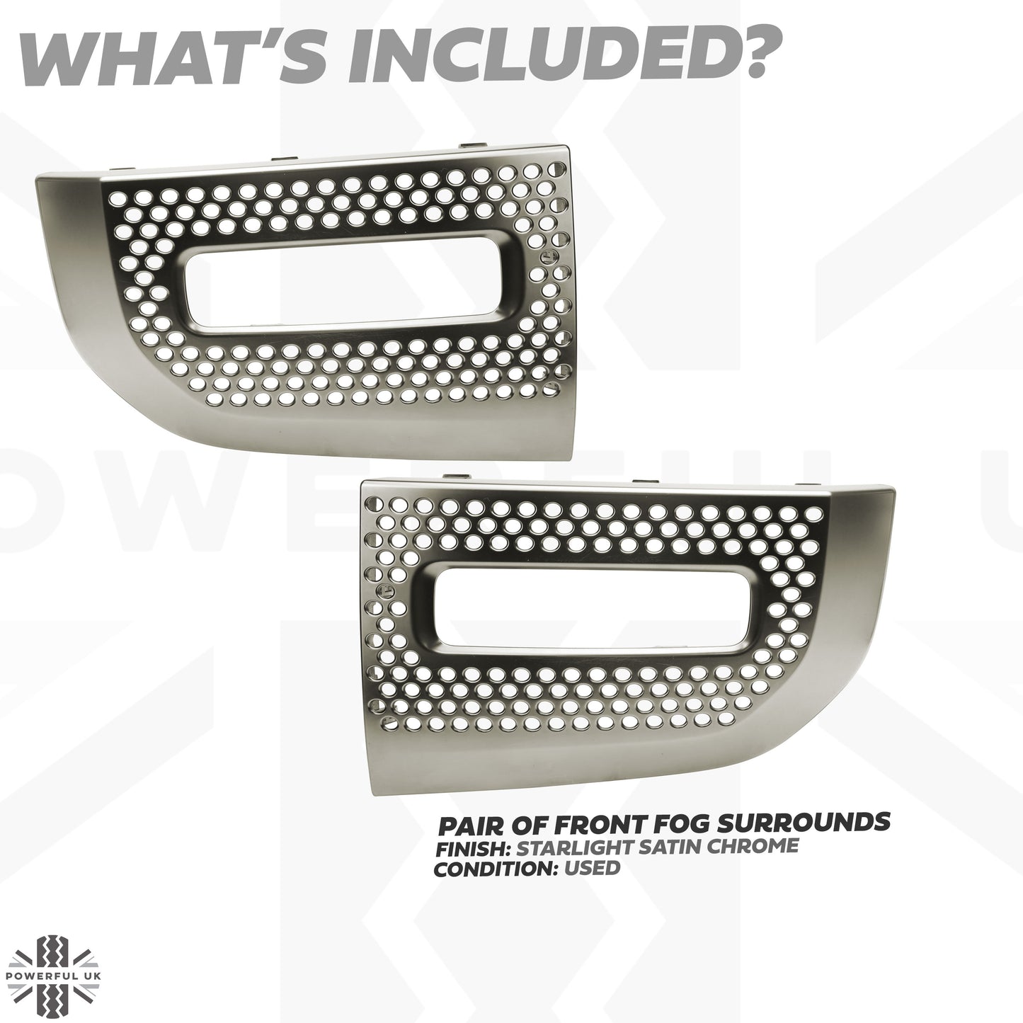 Fog Lamp Surround Grille for Land Rover Defender L663 - TAKE OFF - Starlight Satin Chrome - PAIR