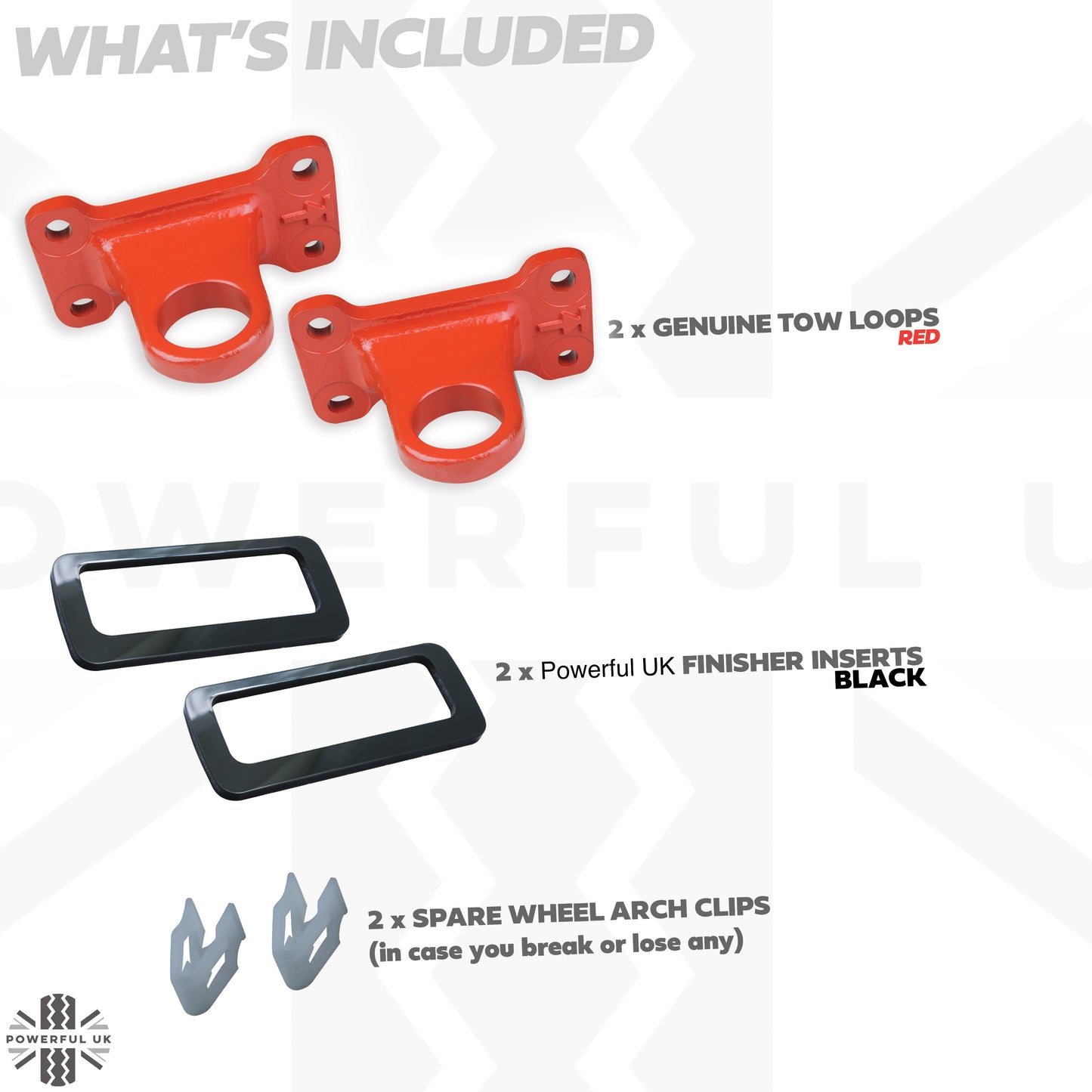 Tow Loop Upgrade Kit - Red Loops + Black Inserts for Land Rover Defender L663