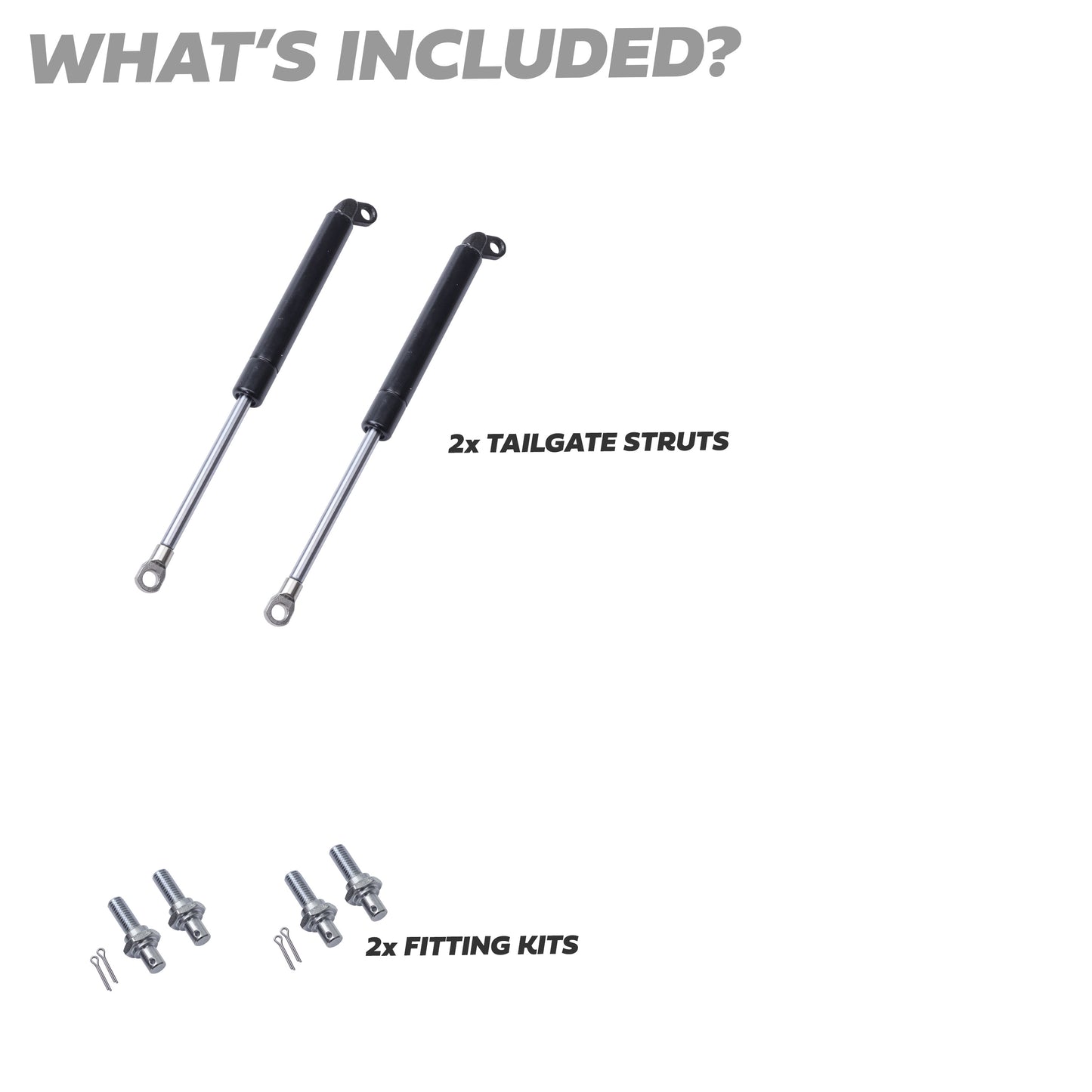 2x Tailgate Strut Kits for Toyota Hilux Vigo (2005-15)