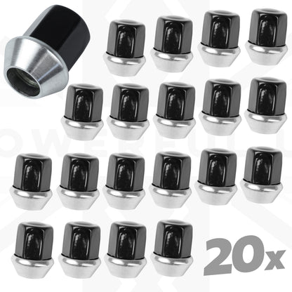 20x Black Alloy Wheel Nuts for Range Rover Evoque