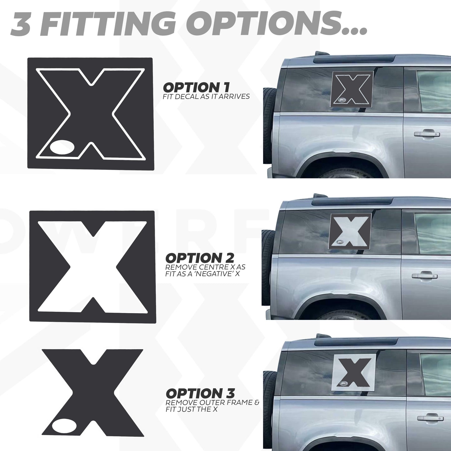 Side Panel Decal Kit - 'X' - Matte Black for Land Rover Defender L663(90)