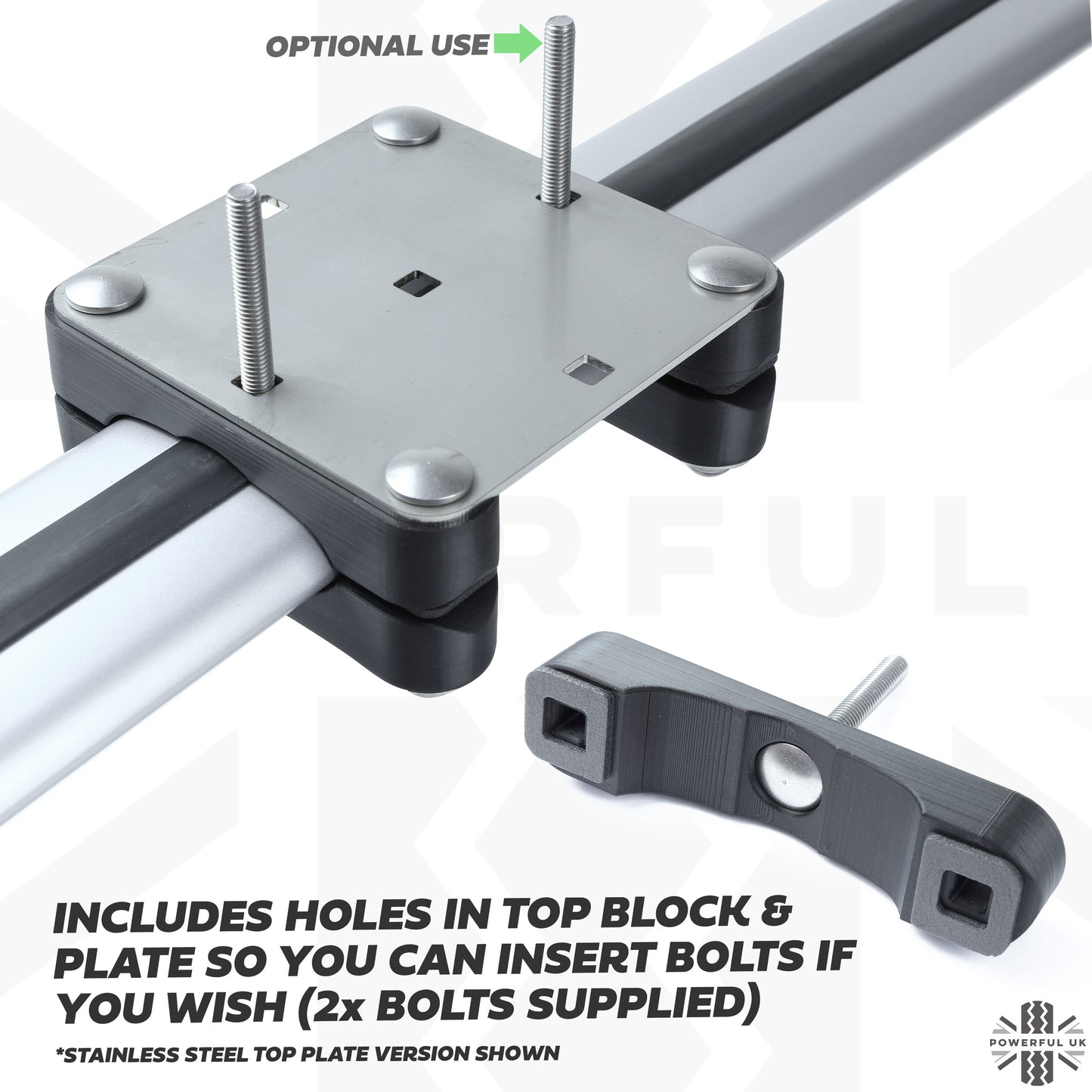 Roof Cross Bar Antenna Mount Kit for the Land Rover Discovery 5 - Kit A - Zinc Plated Top