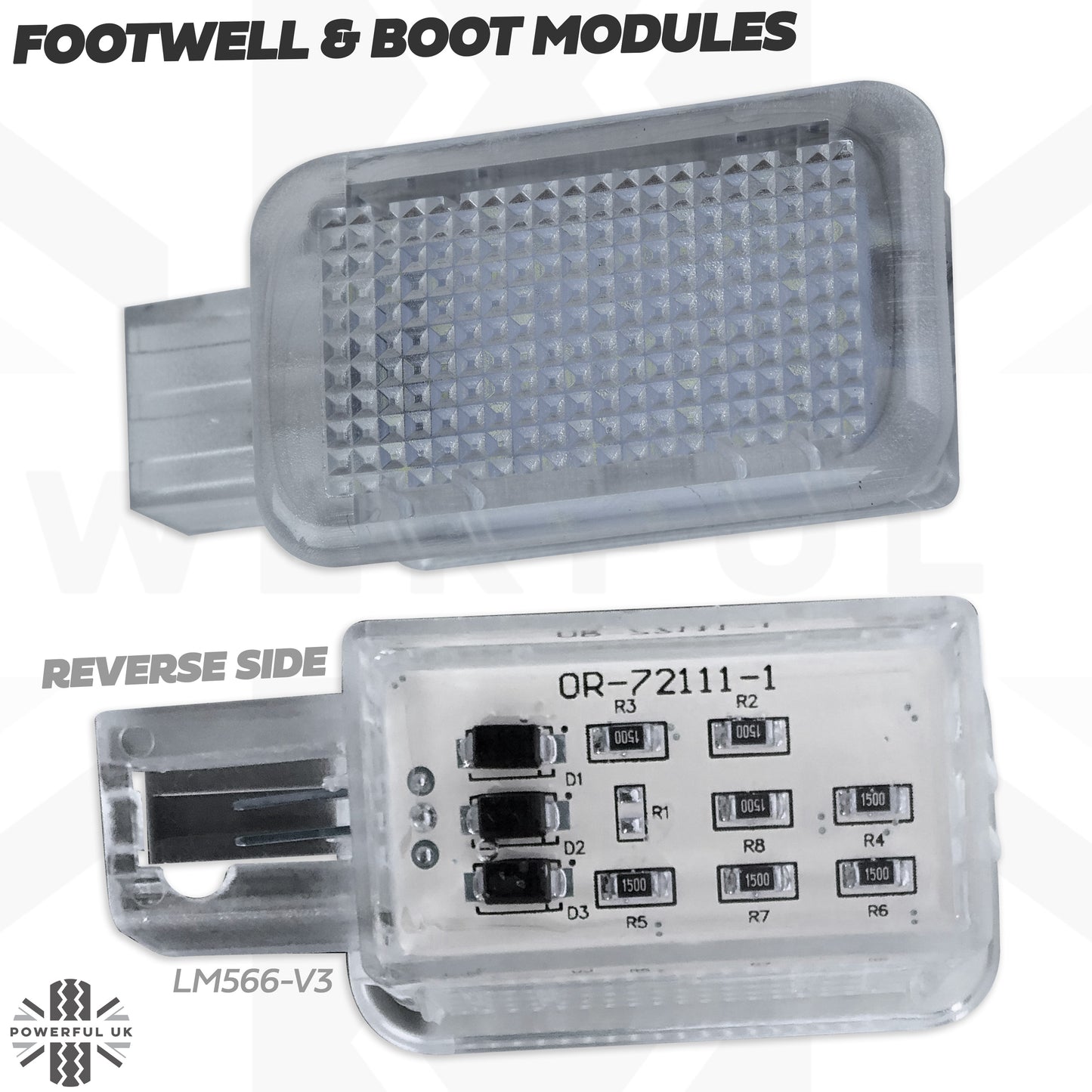 WHITE LED interior Footwell lamp upgrade for Land Rover Discovery 5  (2pc)