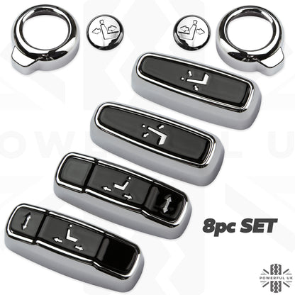 Interior Seat Button Covers (8 pc) - Chrome & Black for Range Rover Evoque 2016+