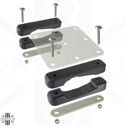 Roof Cross Bar Mount Clamp Kit for VW Transporter T5 & T6 Van - Kit A - Stainless Steel Top