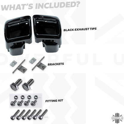 Exhaust Tailpipes Kit for Range Rover L322 "Exterior Design Pack"  Rear Bumper - Black Powder Coated