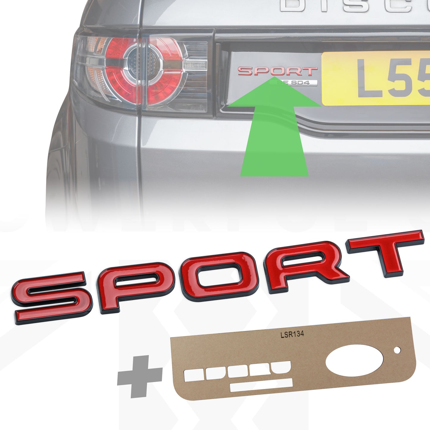 Tailgate SPORT Lettering - Black & Red for Land Rover Discovery Sport