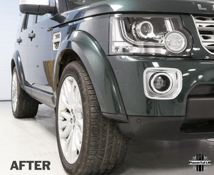 Front Bumper Fog Lamp Surrounds in Satin Chrome for Land Rover Discovery 4 2014-16