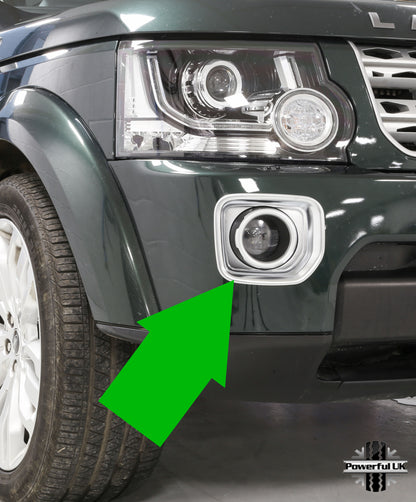 Front Bumper Fog Lamp Surrounds in Satin Chrome for Land Rover Discovery 4 2014-16