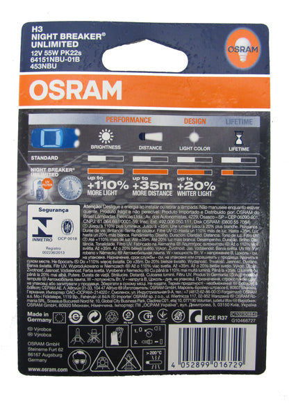 OSRAM H3 high Power " Night Breaker Unlimited" bulbs PAIR