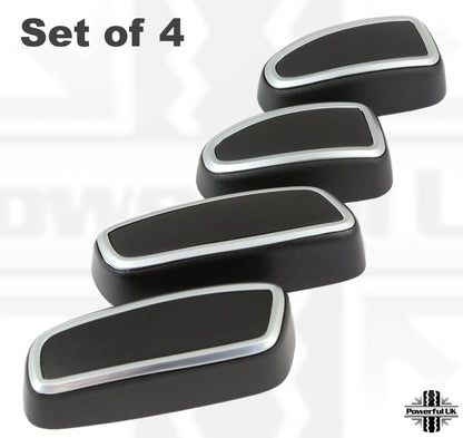 Interior Seat Button Covers (4 pc) - Silver & Black - for Jaguar XF