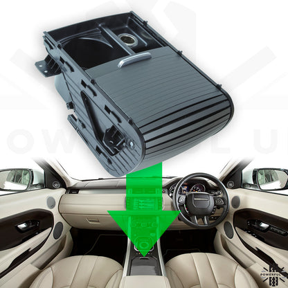 Cupholder Sliding Compartment for Range Rover Evoque 2011-18 RHD - Meteor Grey